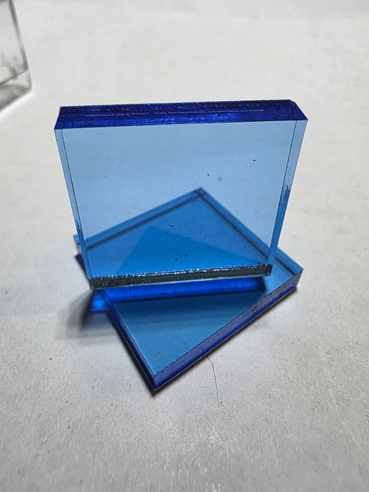 Square Acrylic Stands 1.2" 1/4" thick (Perky Box Size) Blue Glass